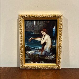 A Mermaid (1900) John William Waterhouse Gold Framed Print 6x8 Gold Wall Art